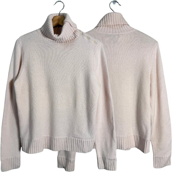 Vtg Lauren Ralph Lauren Wool Cashmere Turtleneck Knit Sweater Women's Large Pink - Picture 1 of 12